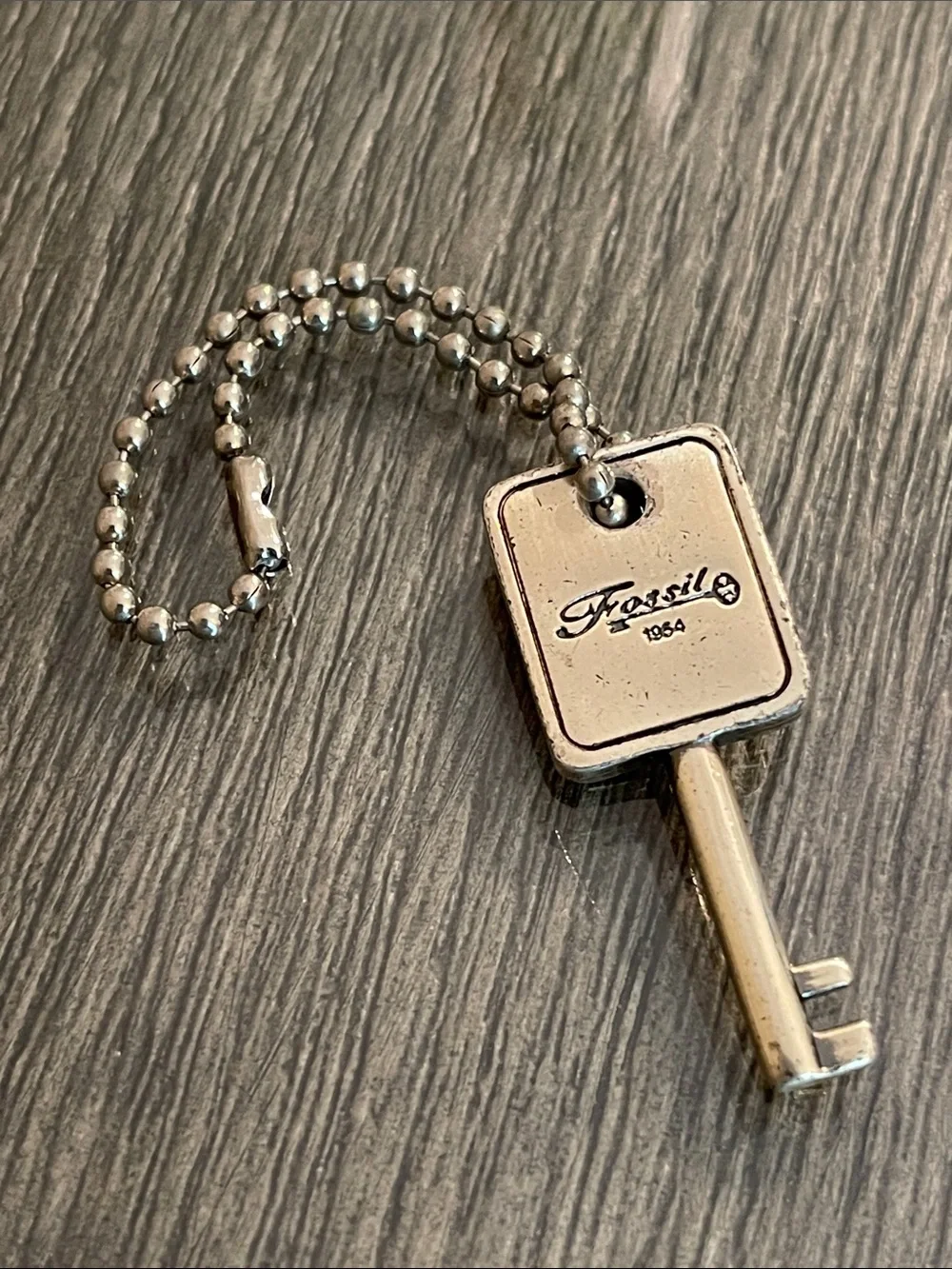 Fossil Brand Key Bag Charm on Ball Chain - Silver-tone